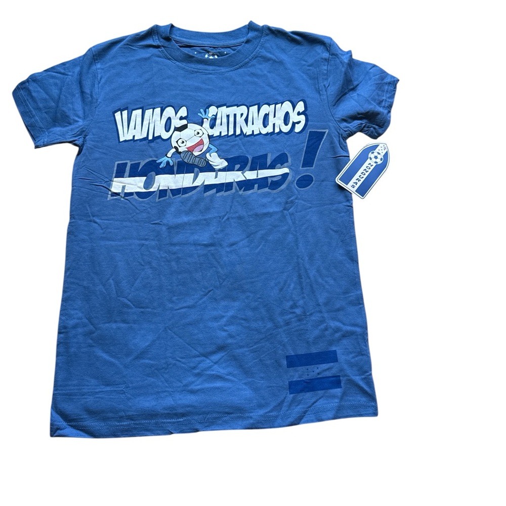 New Boys screen print tshirt “Vamos Catrachos Honduras’ Blue size small Small
